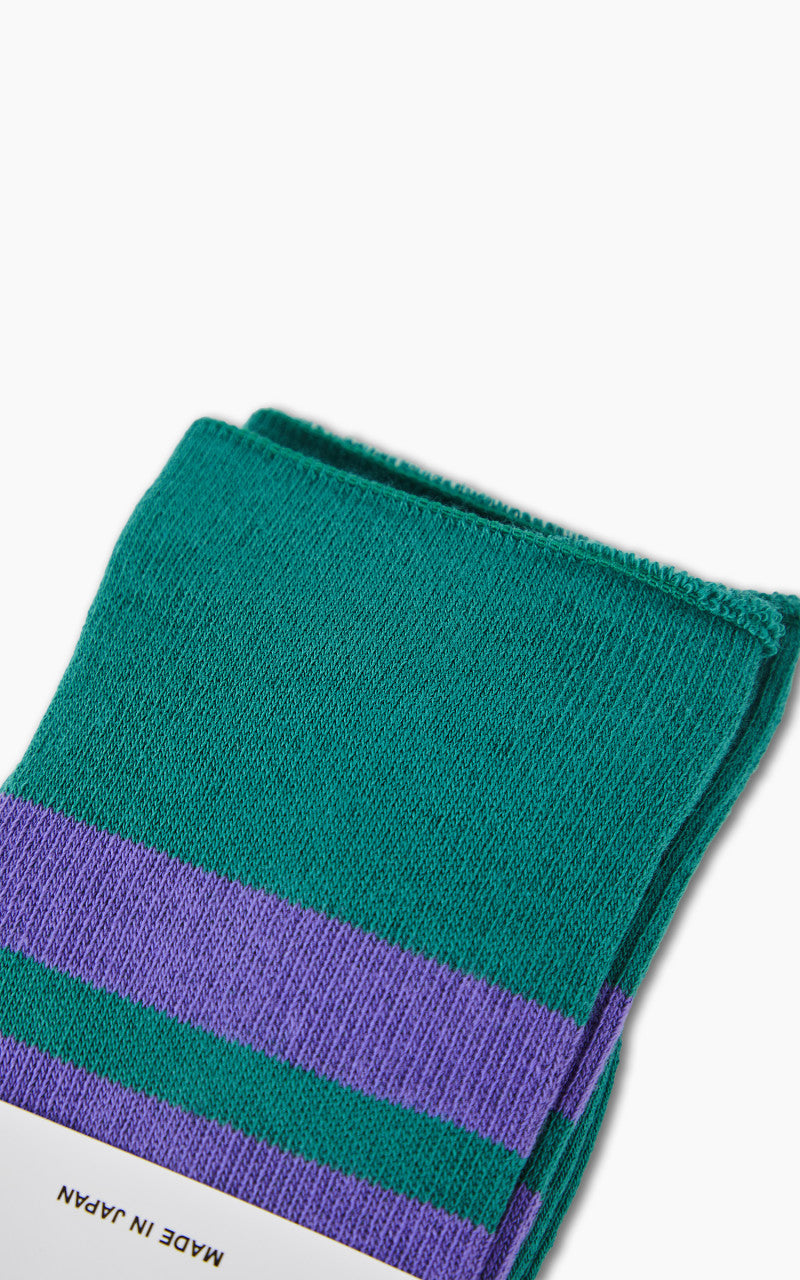 RoToTo R1399 Fine Pile Striped Socks Green/Purple