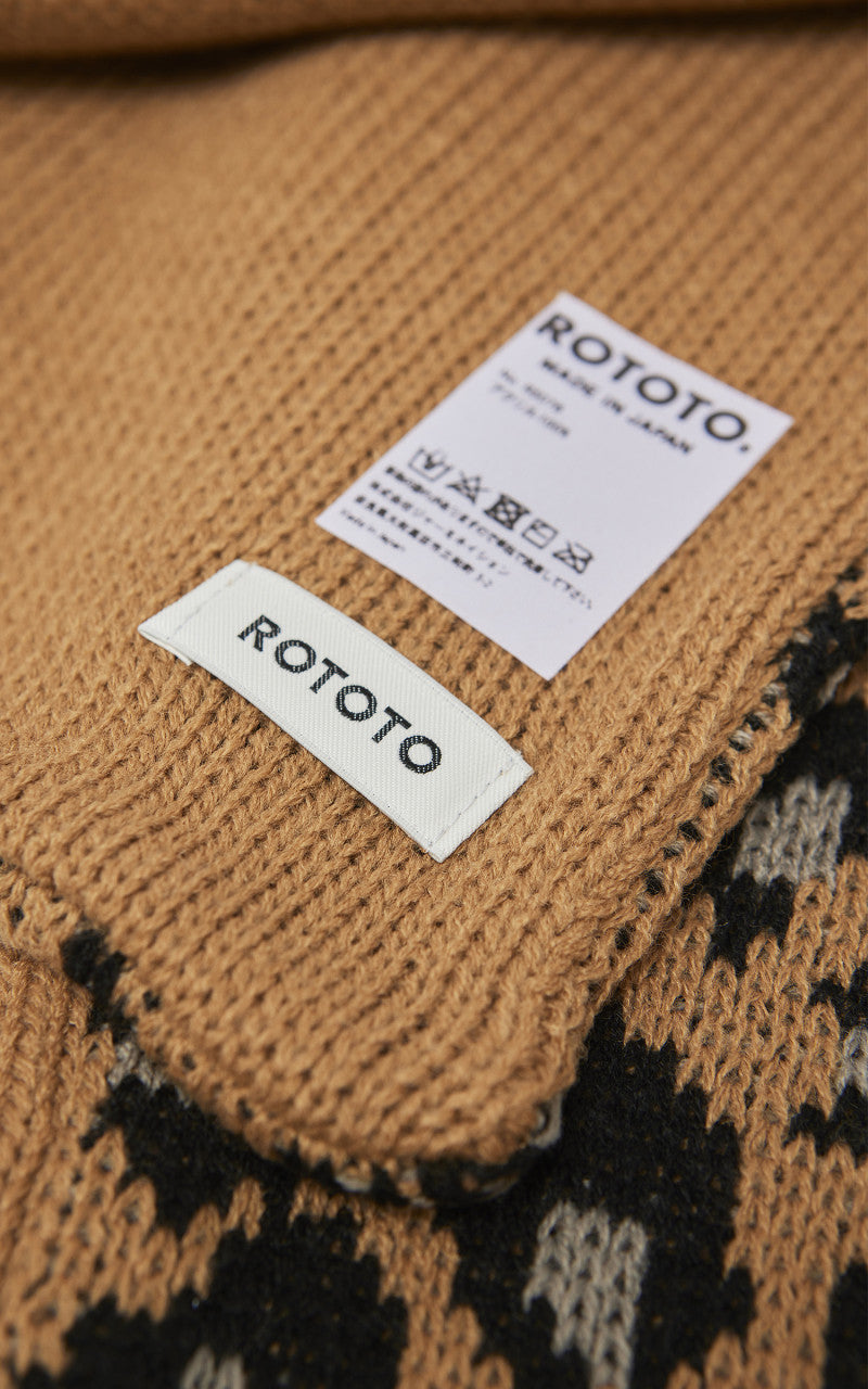 RoToTo Reversible Chunky Muffler Leopard Beige