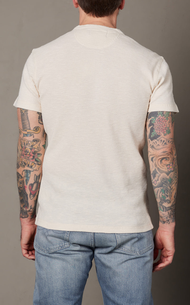 RRL Waffle-Knit Henley Shirt Paper White