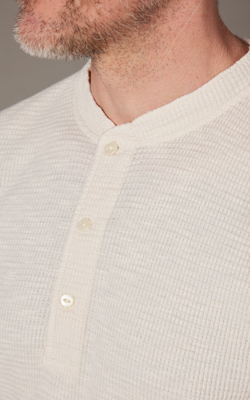 RRL Waffle-Knit Henley Shirt Paper White
