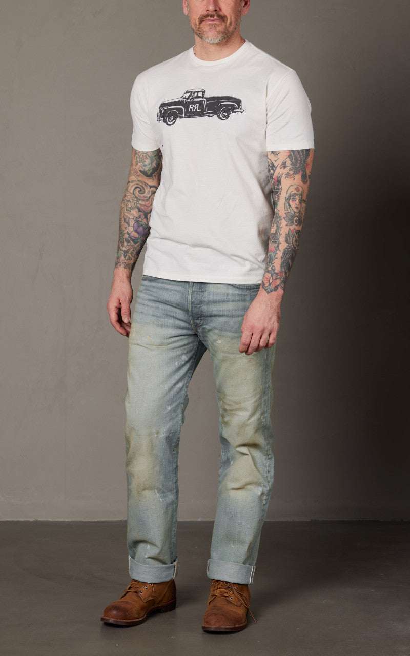 RRL Truck Jersey T-Shirt Paper White