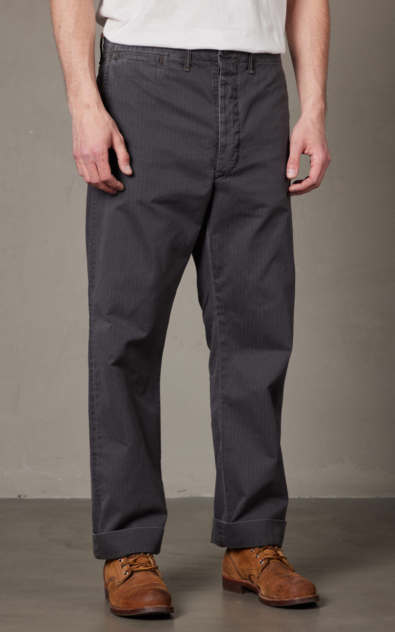 RRL Field Chino Flat Front Herringbone Black