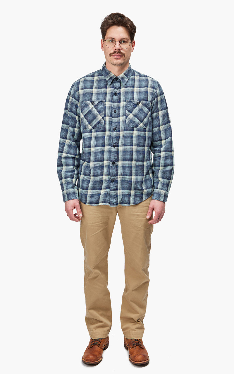 RRL Clint Western Shirt Indigo/Cream