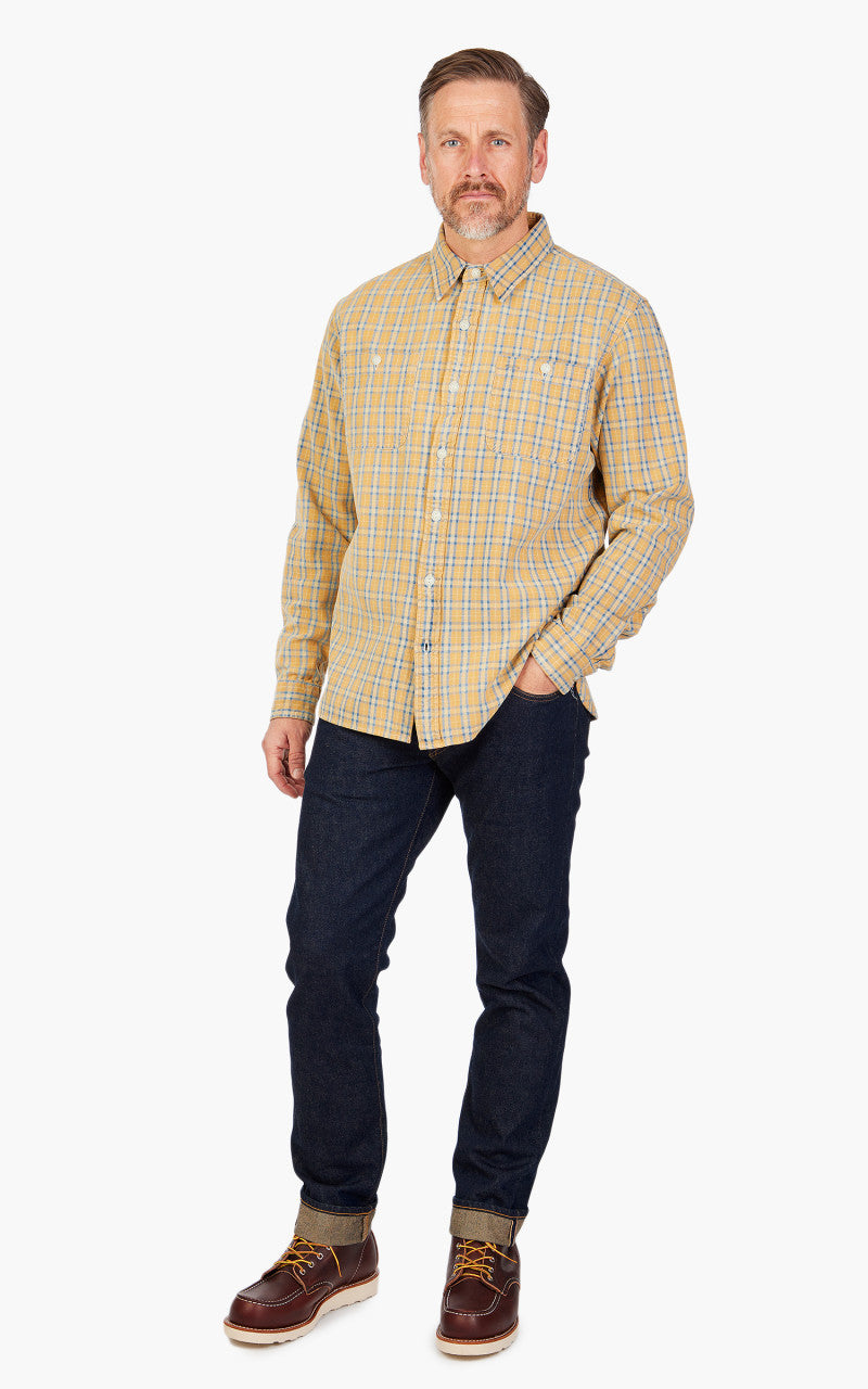 RRL Cody Plaid Woven Workshirt Tan/Indigo