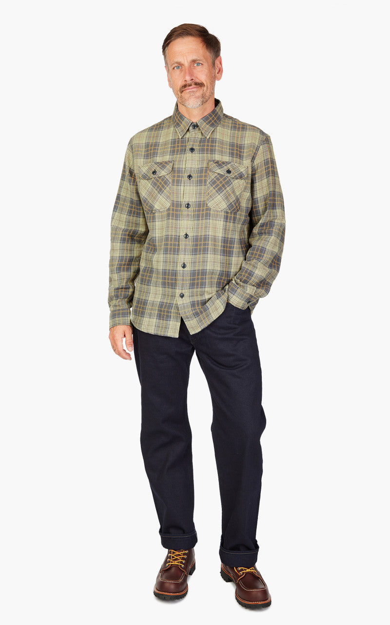 RRL Matlock Western Shirt Faded Blue/Yellow