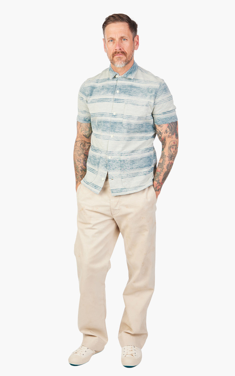 RRL Camp Shirt Striped Jersey Indigo