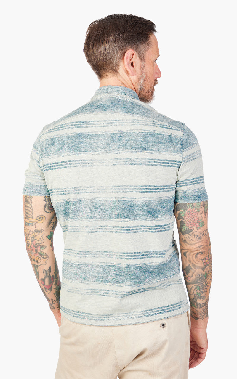 RRL Camp Shirt Striped Jersey Indigo