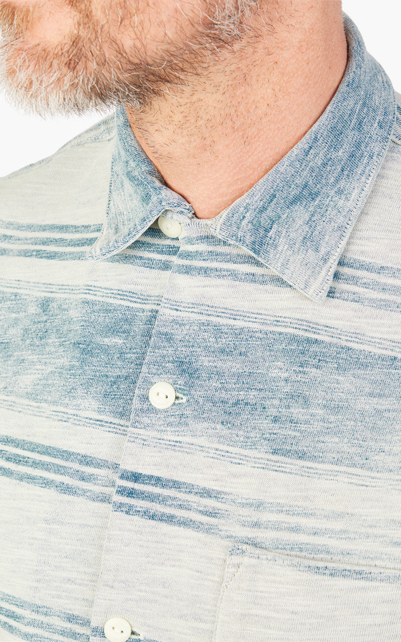 RRL Camp Shirt Striped Jersey Indigo