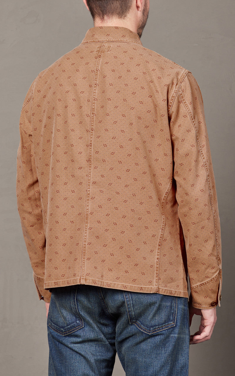 RRL Utility Jacket Print Reverse-Twill Printed Washed Khaki