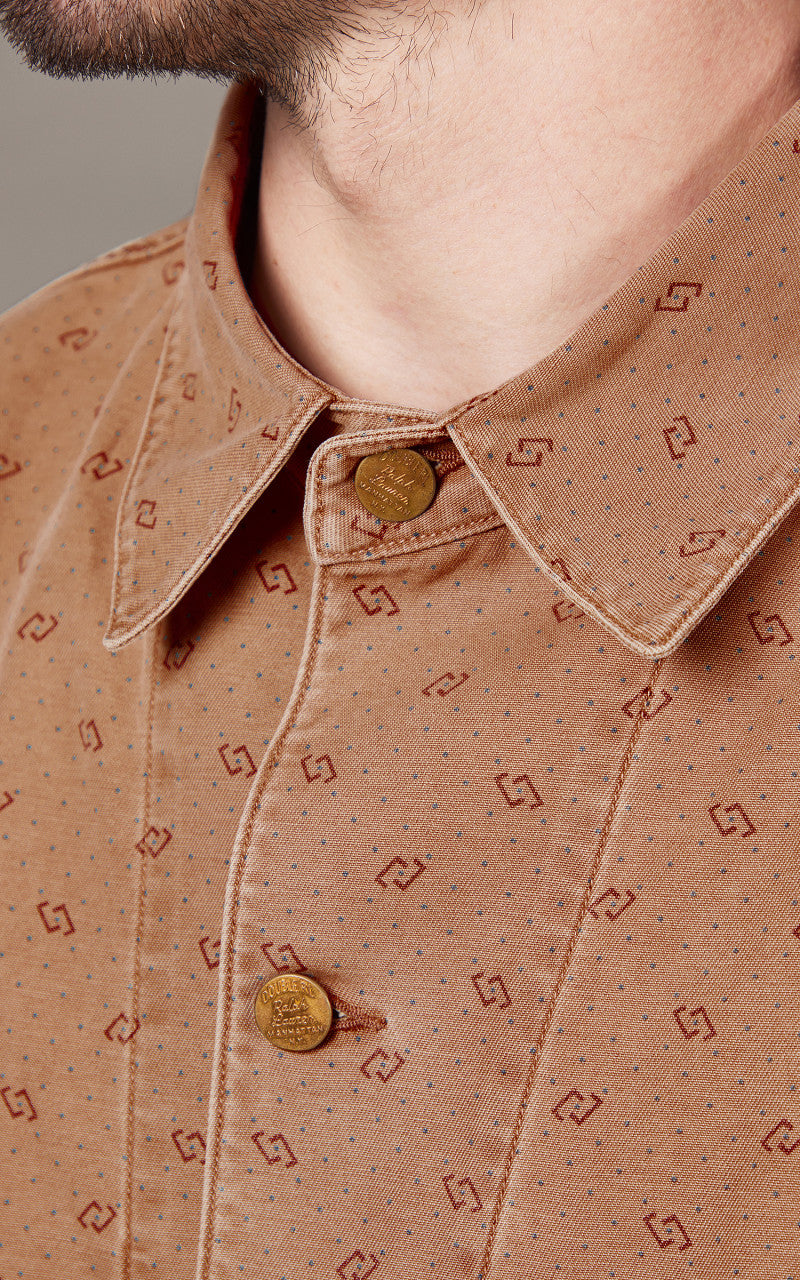 RRL Utility Jacket Print Reverse-Twill Printed Washed Khaki