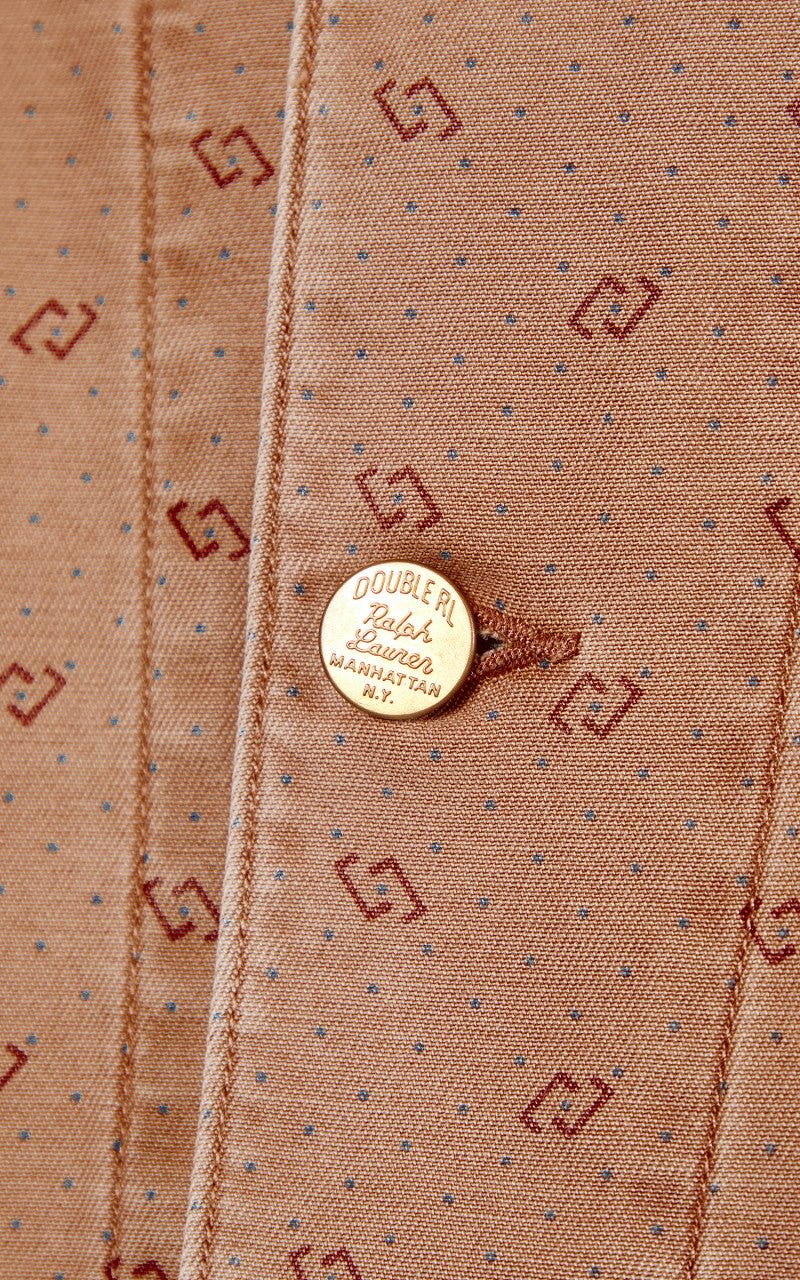 RRL Utility Jacket Print Reverse-Twill Printed Washed Khaki