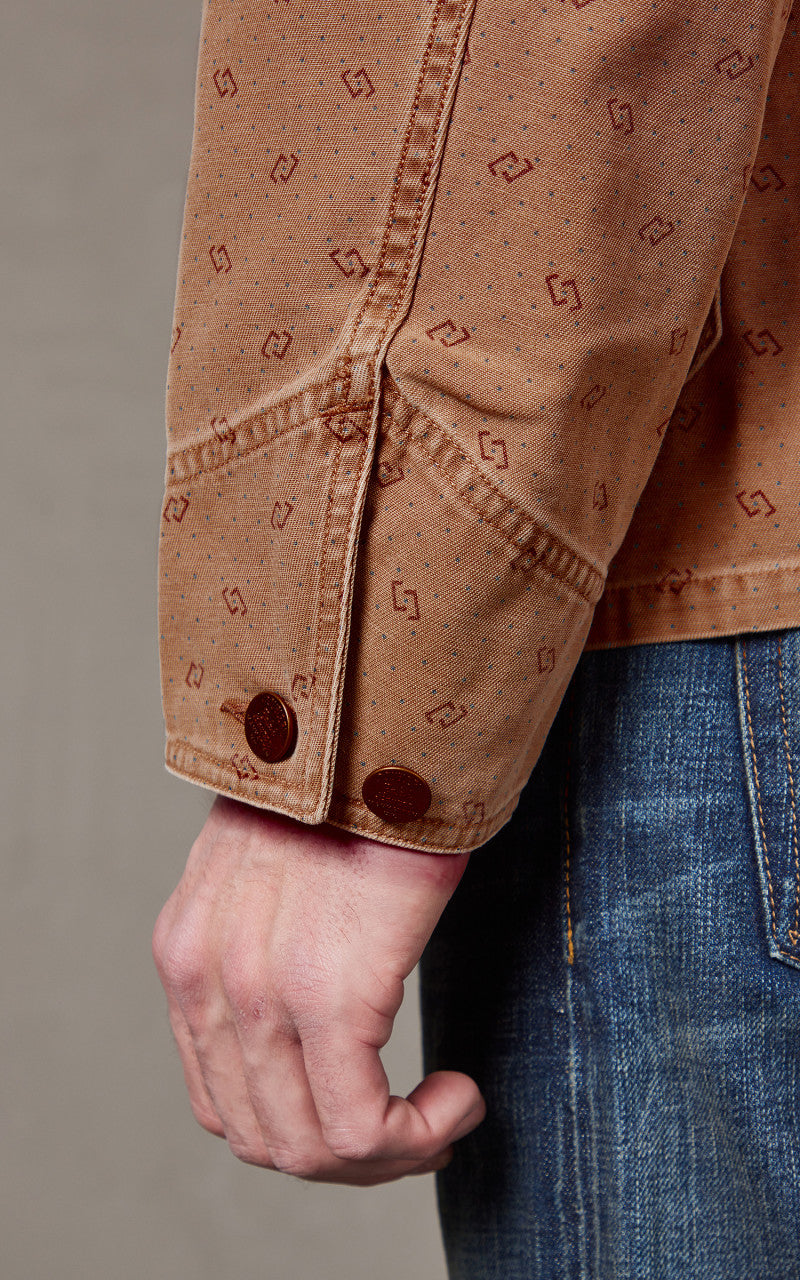 RRL Utility Jacket Print Reverse-Twill Printed Washed Khaki