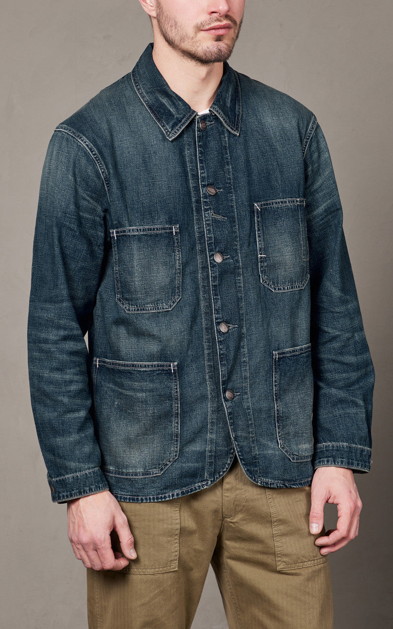 RRL Engineer Denim Jacket Cotton-Linen Torrington Wash