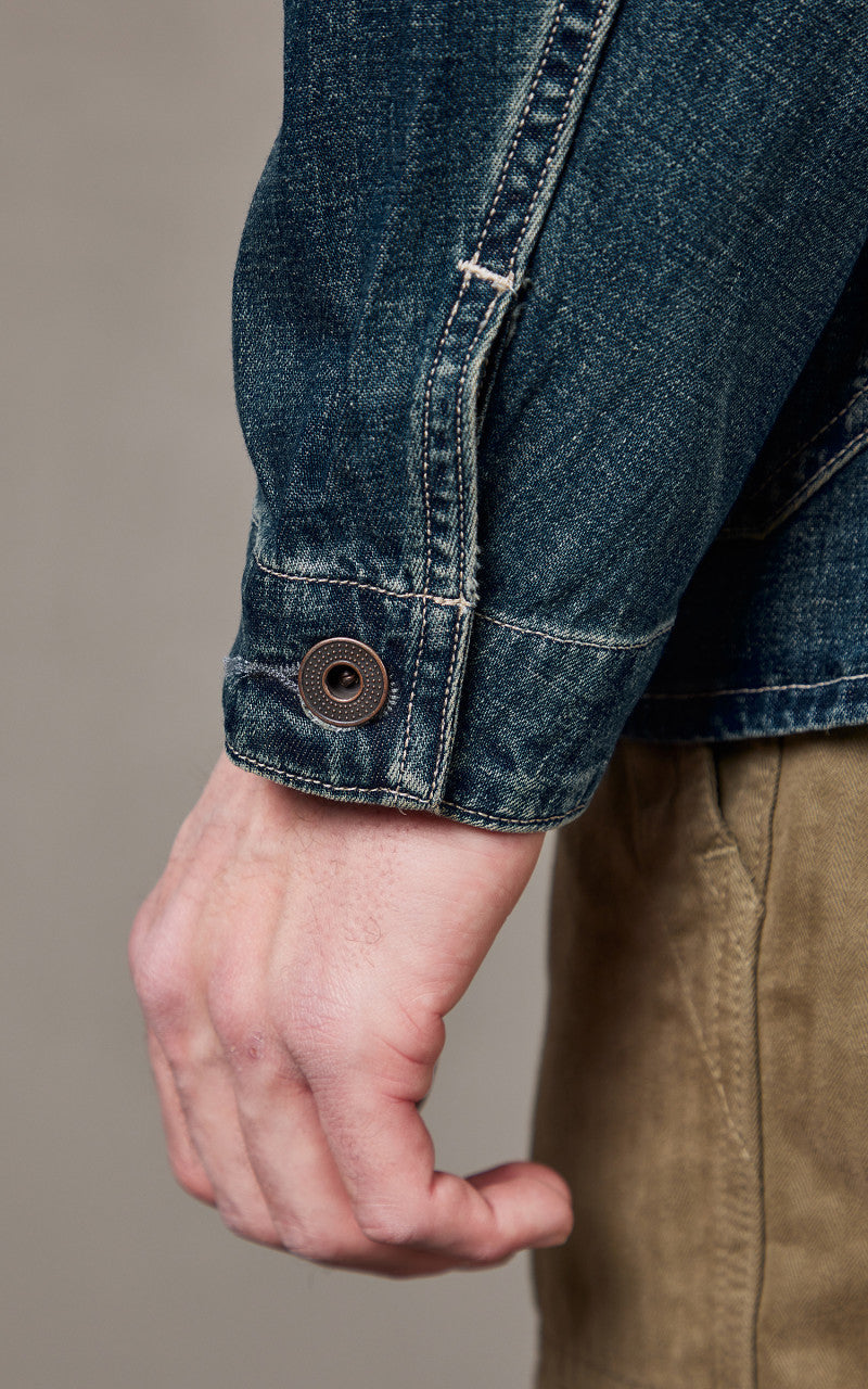 RRL Engineer Denim Jacket Cotton-Linen Torrington Wash