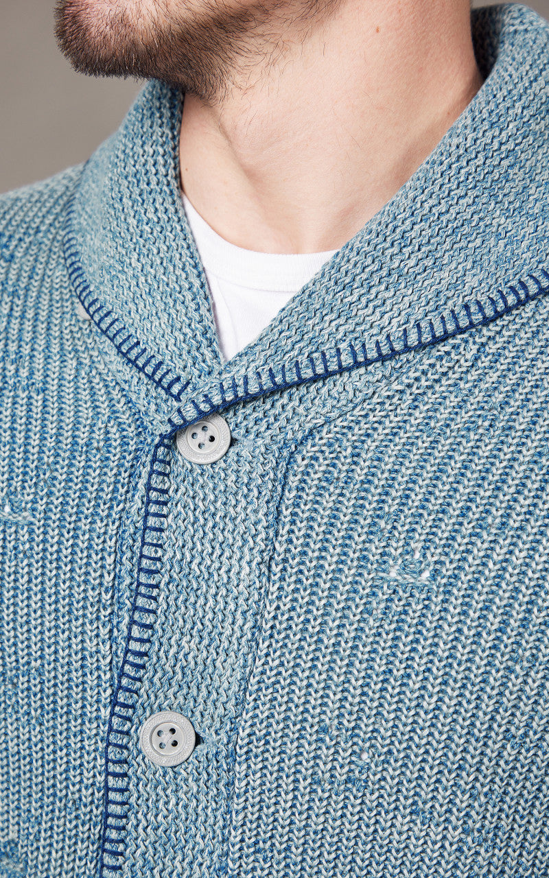 RRL Flag Patchwork Cotton-Blend Cardigan Light Indigo