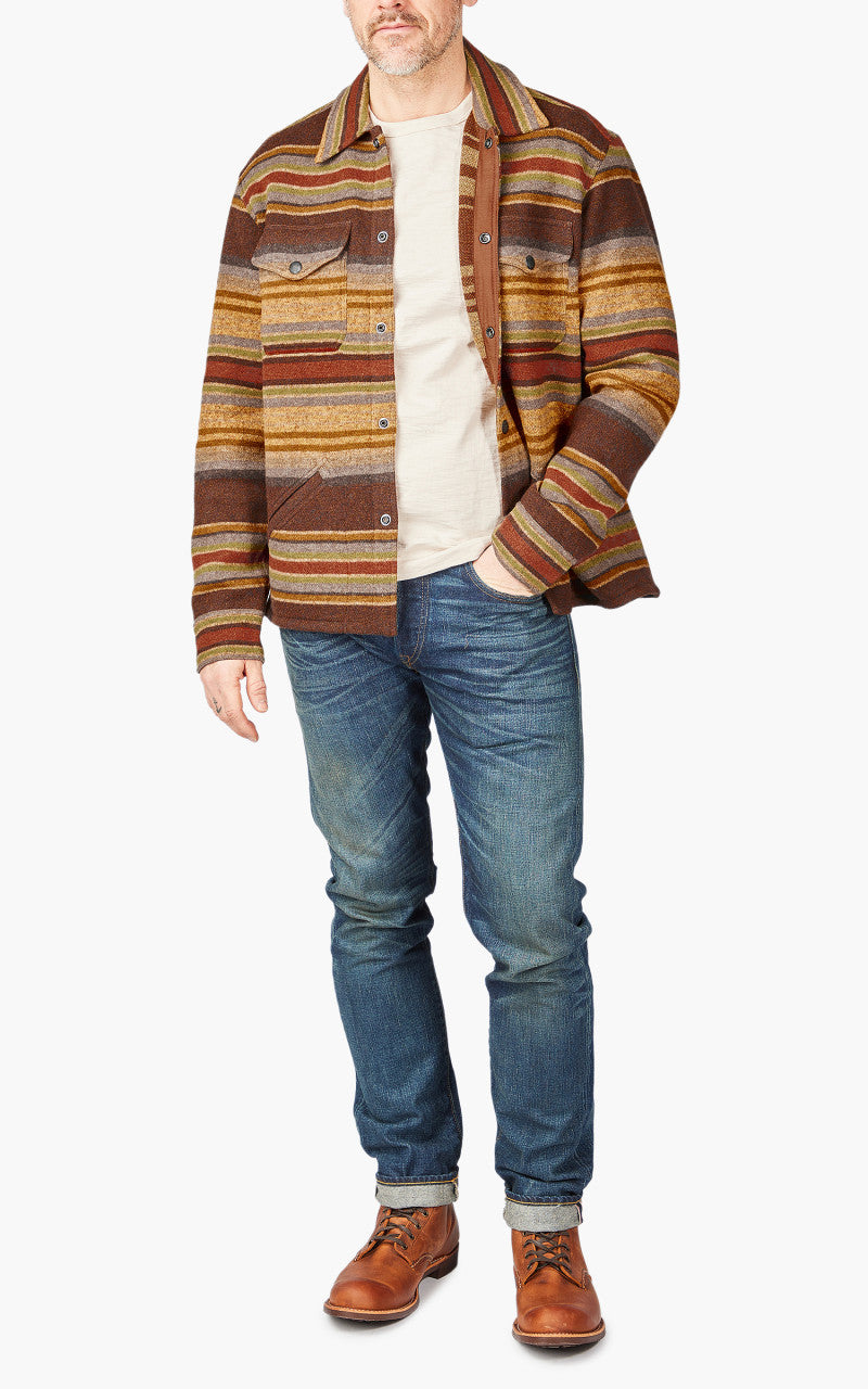 RRL Striped Wool Workshirt Jumper Brown Stripe Multi