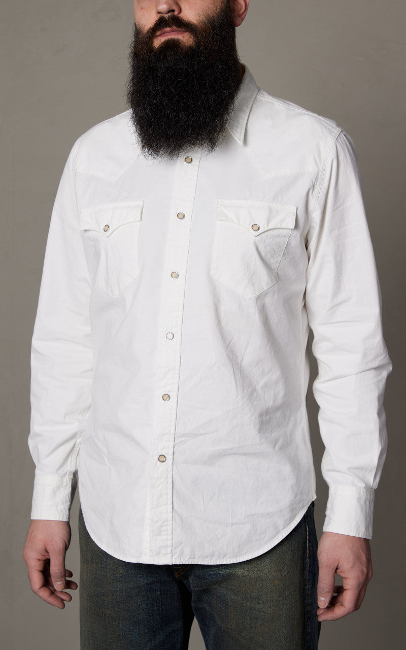 RRL Buffalo Western Shirt Poplin White
