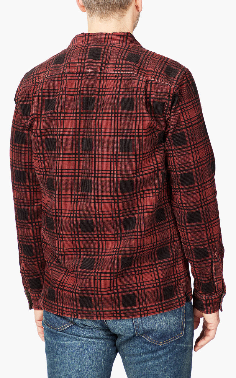 RRL Plaid-Print Corduroy Camp Shirt Red/Black