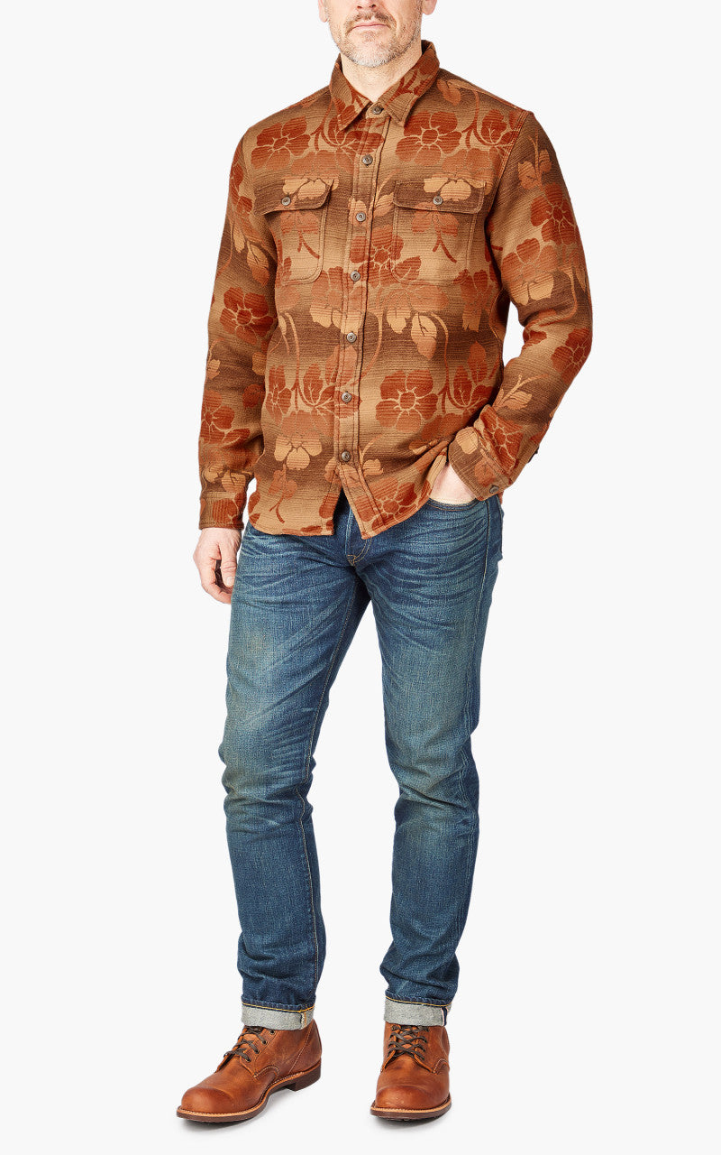 RRL Floral Jacquard Workshirt Brown/Orange