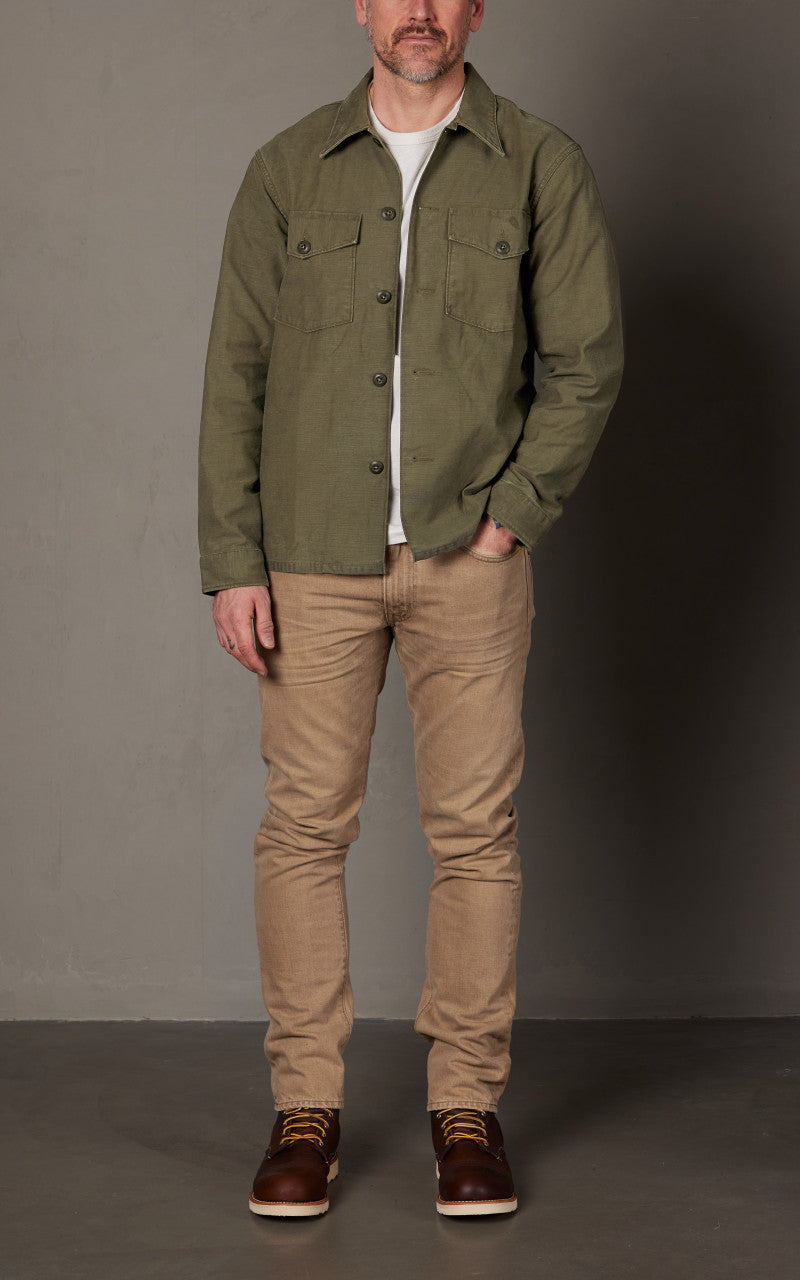RRL Regiment Reverse Sateen Overshirt Olive