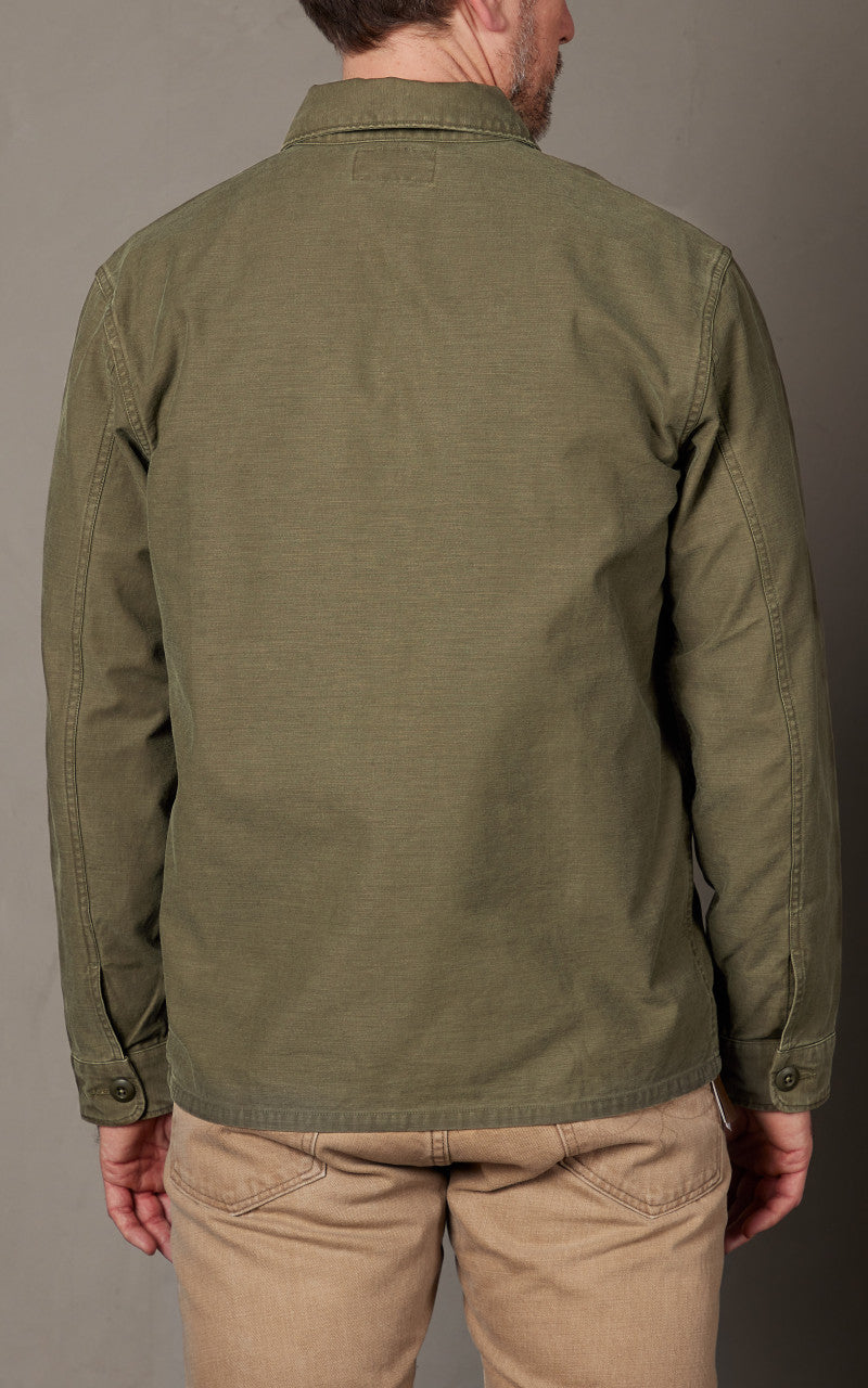 RRL Regiment Reverse Sateen Overshirt Olive