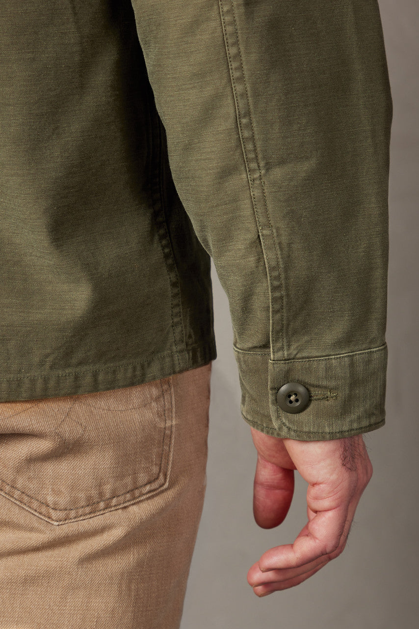 RRL Regiment Reverse Sateen Overshirt Olive
