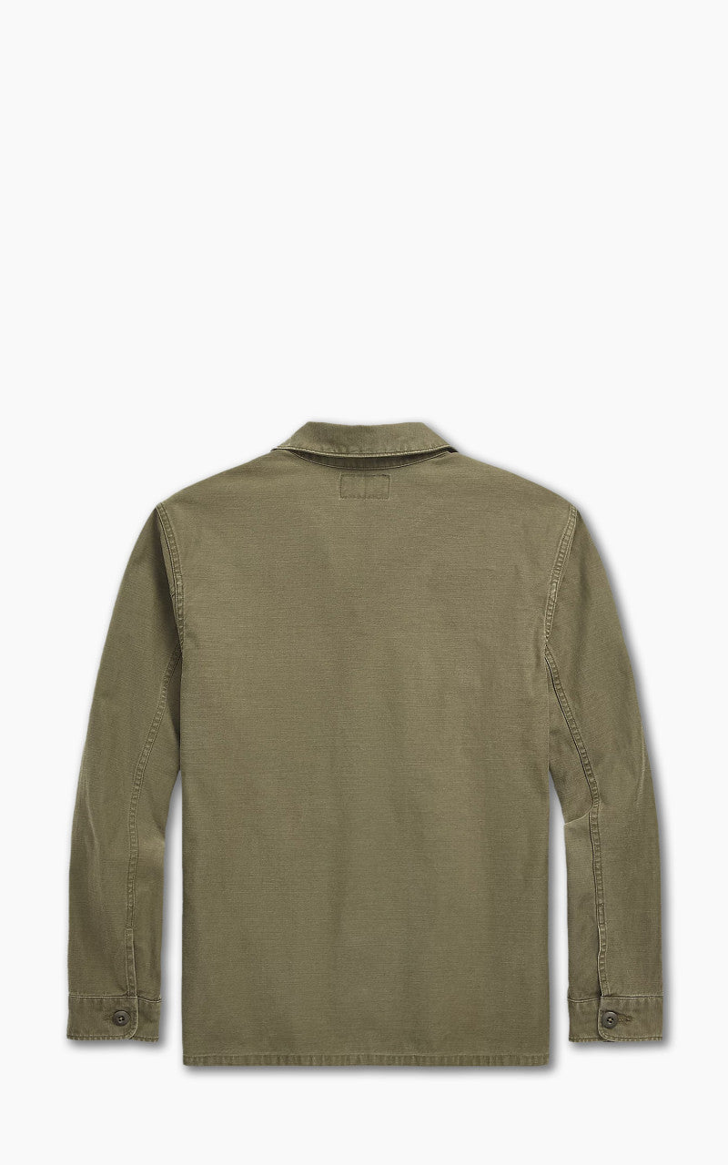 RRL Regiment Reverse Sateen Overshirt Olive