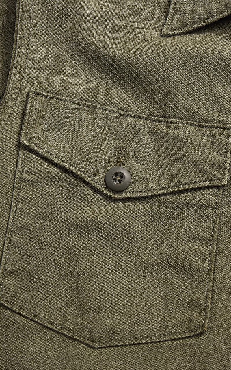 RRL Regiment Reverse Sateen Overshirt Olive