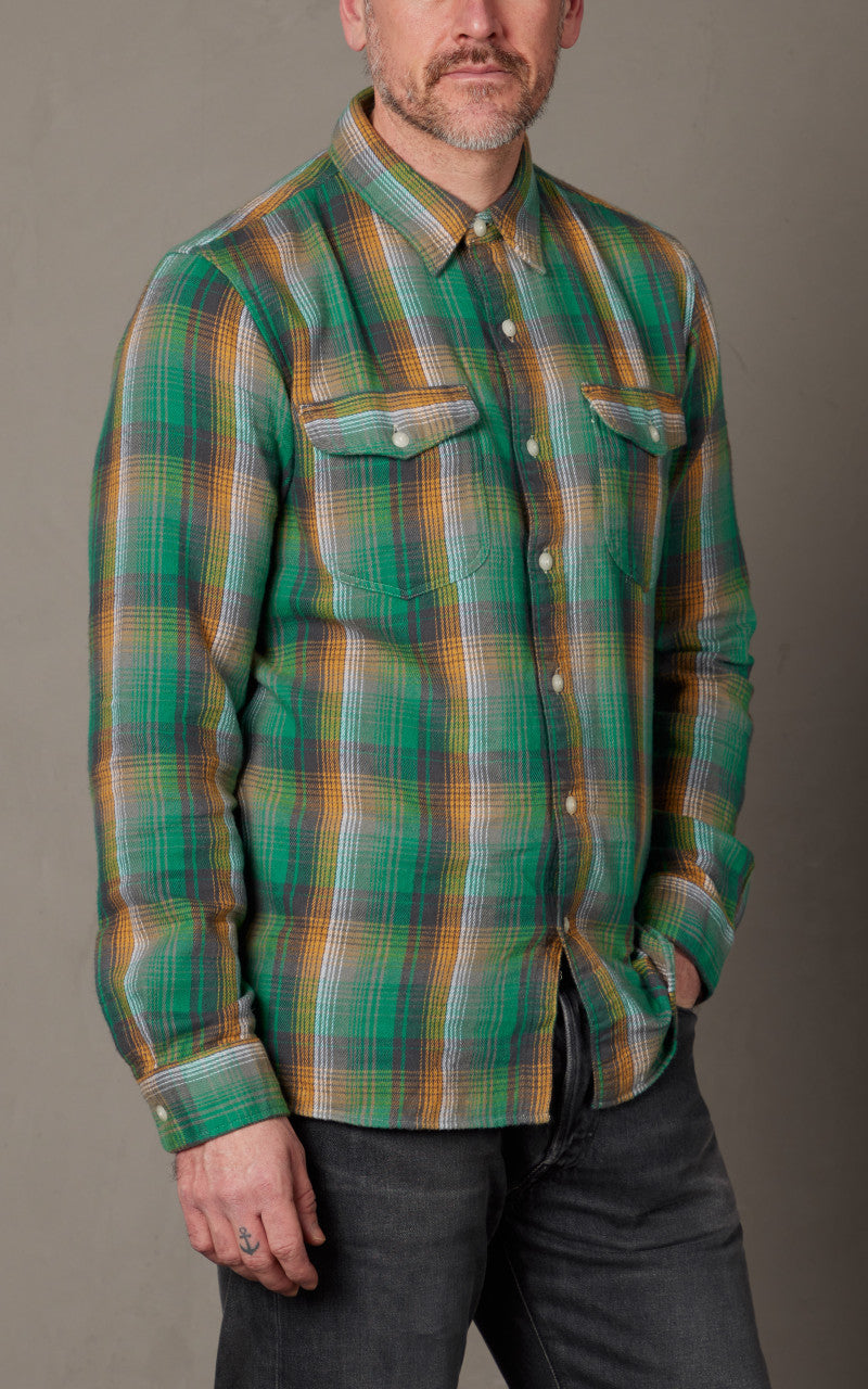 RRL Plaid Twill Workshirt Green/Yellow