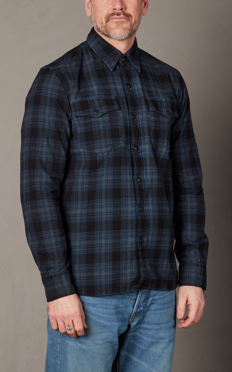 RRL Plaid Canvas Workshirt Blue/Black