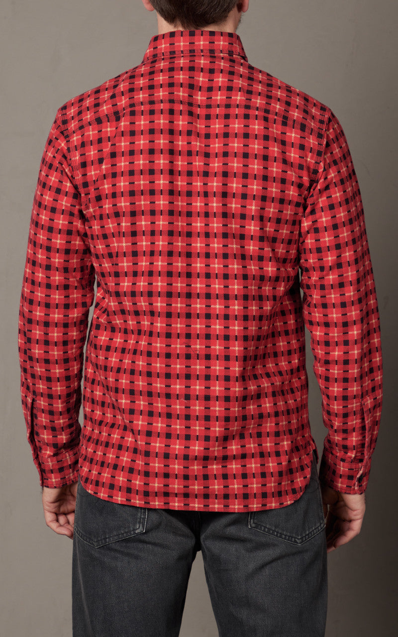 RRL Plaid-Print Chamois Workshirt Red/Multi