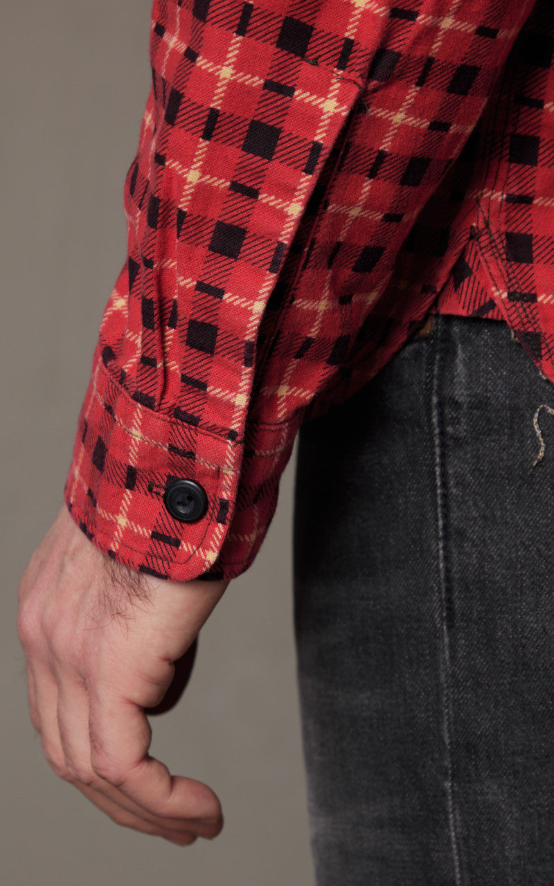 RRL Plaid-Print Chamois Workshirt Red/Multi