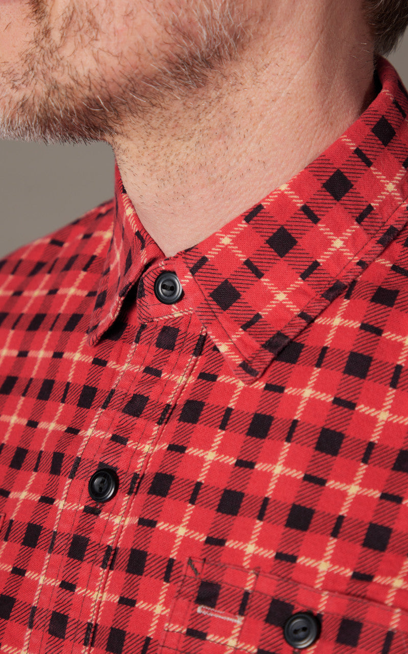 RRL Plaid-Print Chamois Workshirt Red/Multi