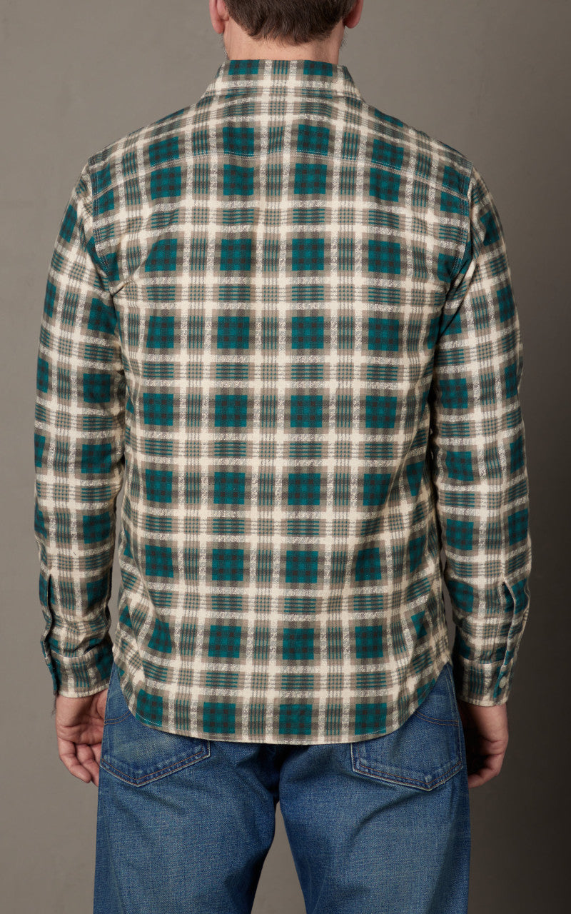 RRL Plaid-Print Chamois Workshirt Green/Multi