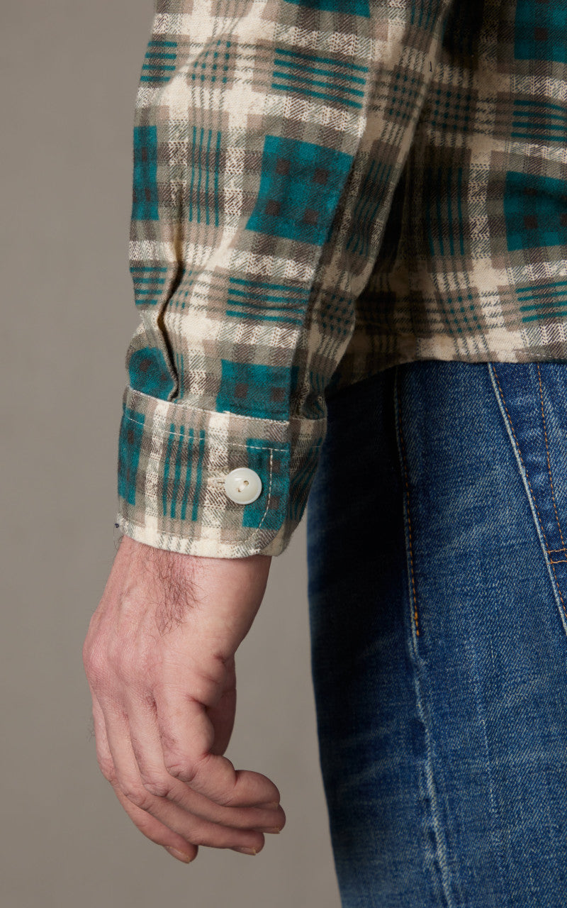 RRL Plaid-Print Chamois Workshirt Green/Multi