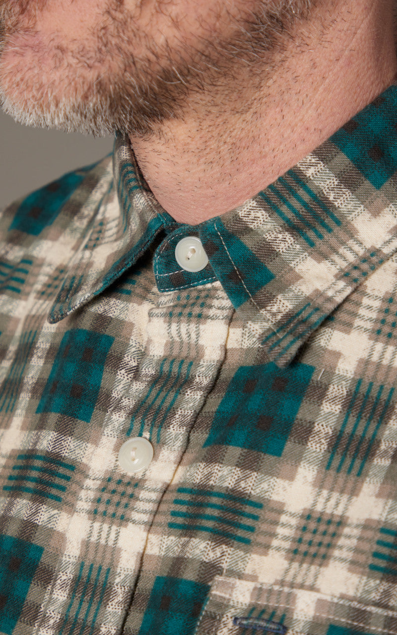 RRL Plaid-Print Chamois Workshirt Green/Multi