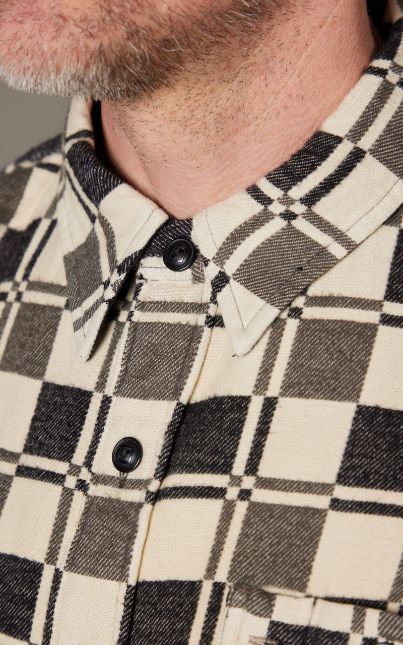 RRL Plaid Brushed Jacquard Workshirt Black/Creme