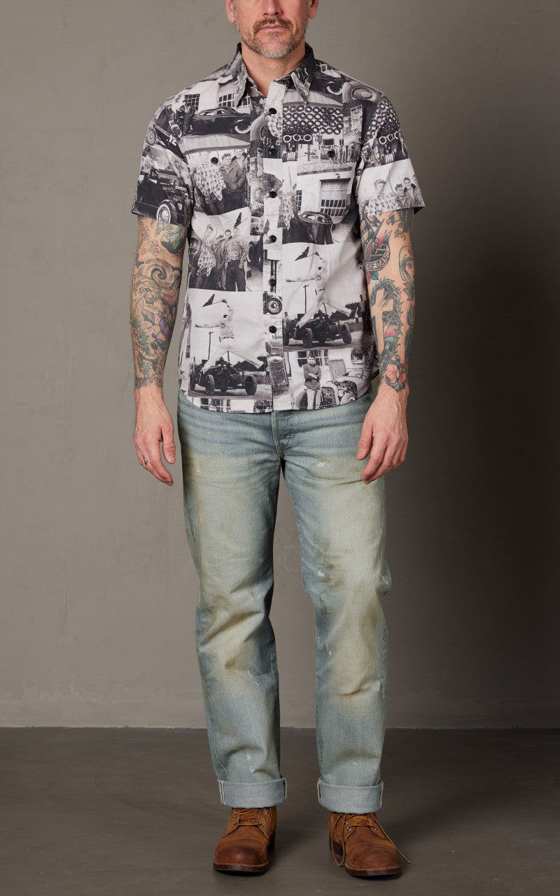 RRL Photo-Print Twill Workshirt Black/White