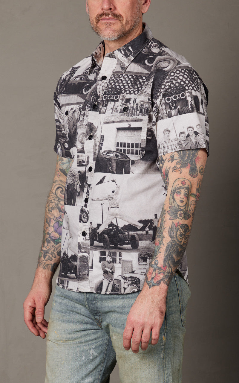 RRL Photo-Print Twill Workshirt Black/White