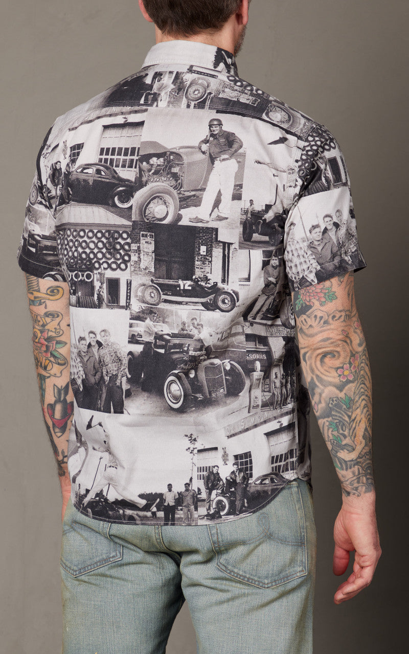 RRL Photo-Print Twill Workshirt Black/White