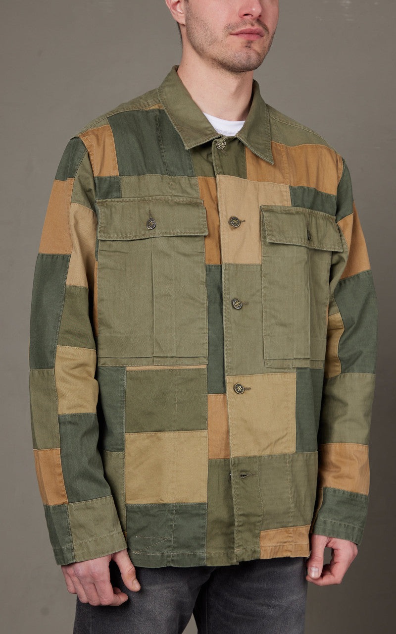 RRL Limited-Edition Patchwork Overshirt Olive Multi