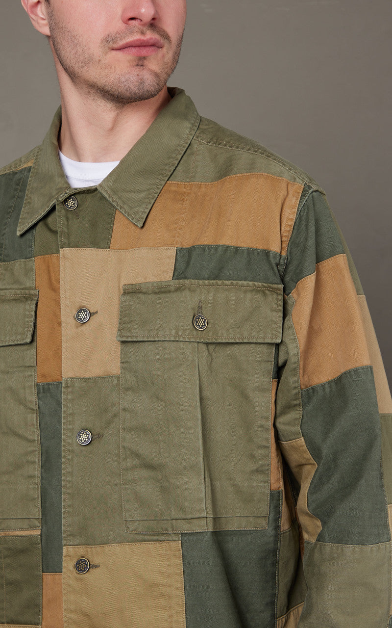 RRL Limited-Edition Patchwork Overshirt Olive Multi