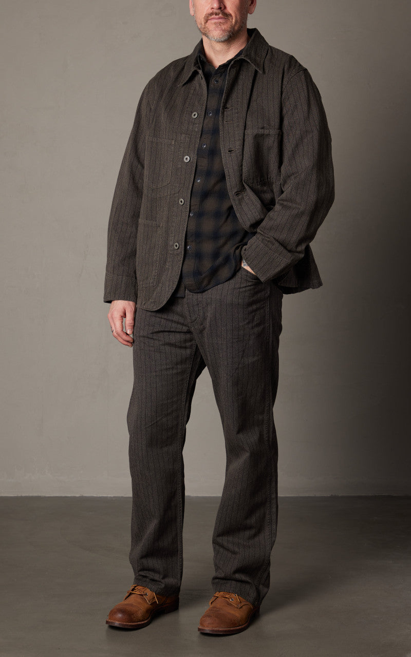 RRL Striped Jaspe Twill Jacket Black/White
