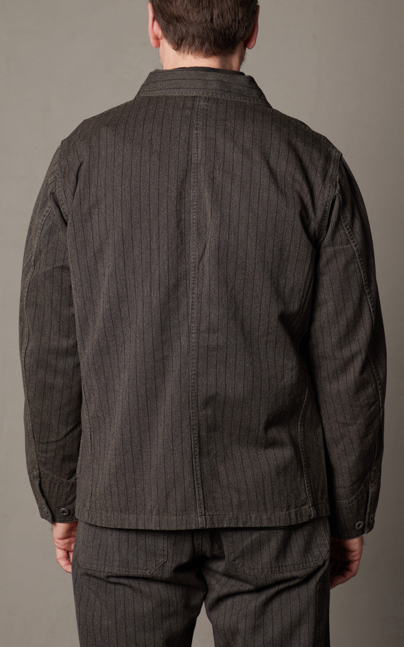 RRL Striped Jaspe Twill Jacket Black/White