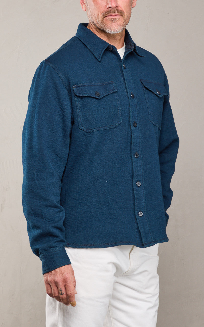 RRL Guernsey-Patterned Jacquard Workshirt Indigo