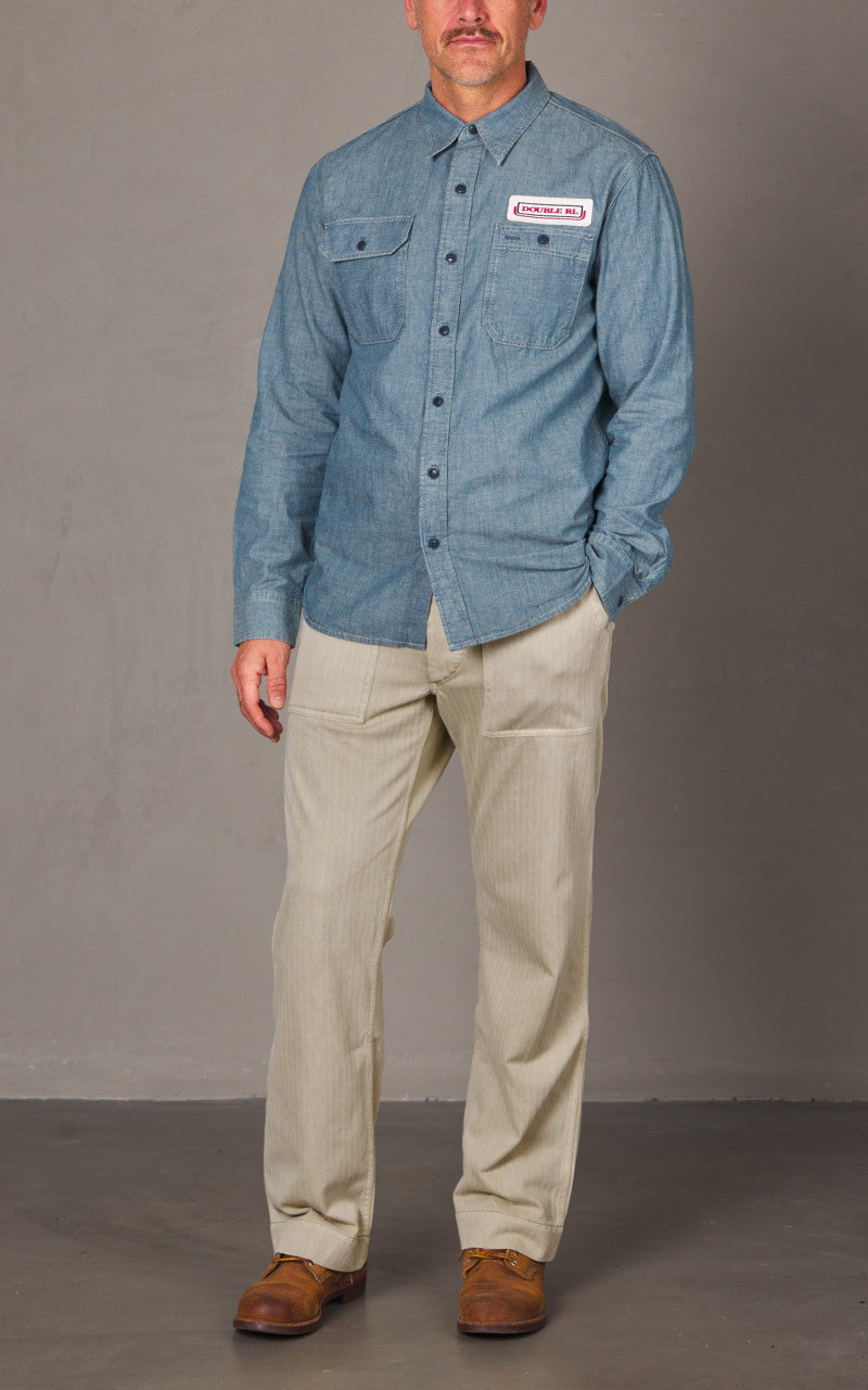 RRL Garment-Dyed Knit Herringbone Trouser Stone