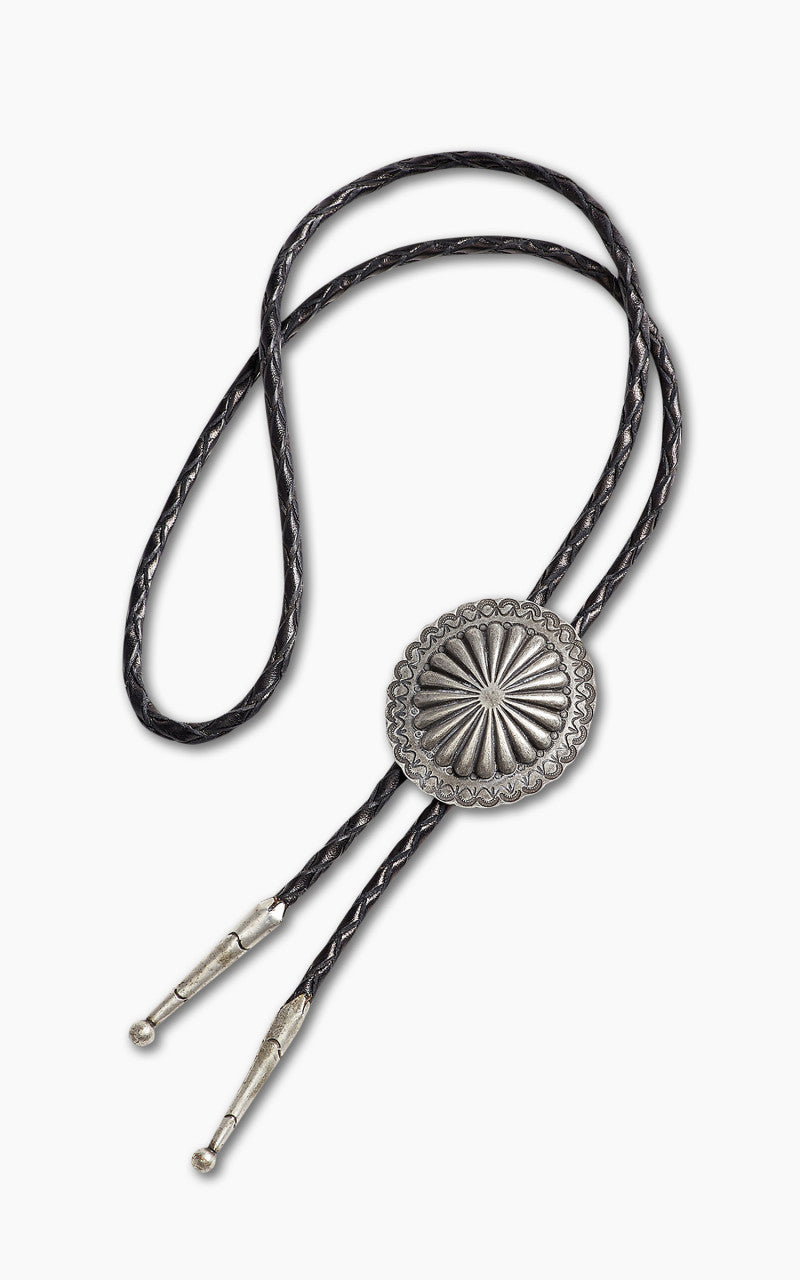 RRL Braided Leather Bolo Tie Black/Silver