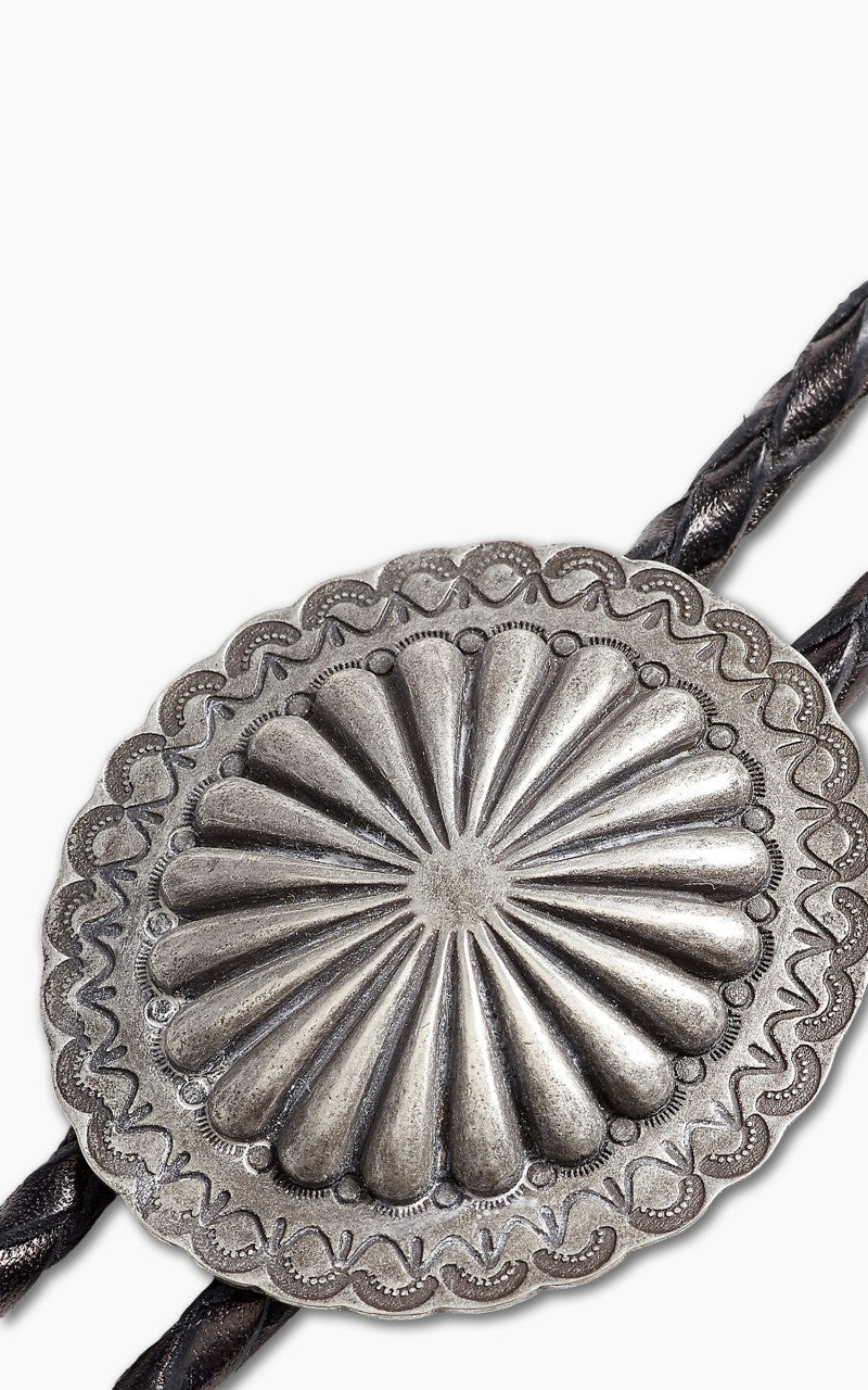 RRL Braided Leather Bolo Tie Black/Silver