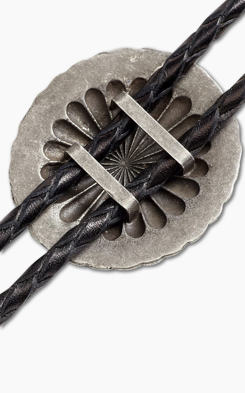 RRL Braided Leather Bolo Tie Black/Silver