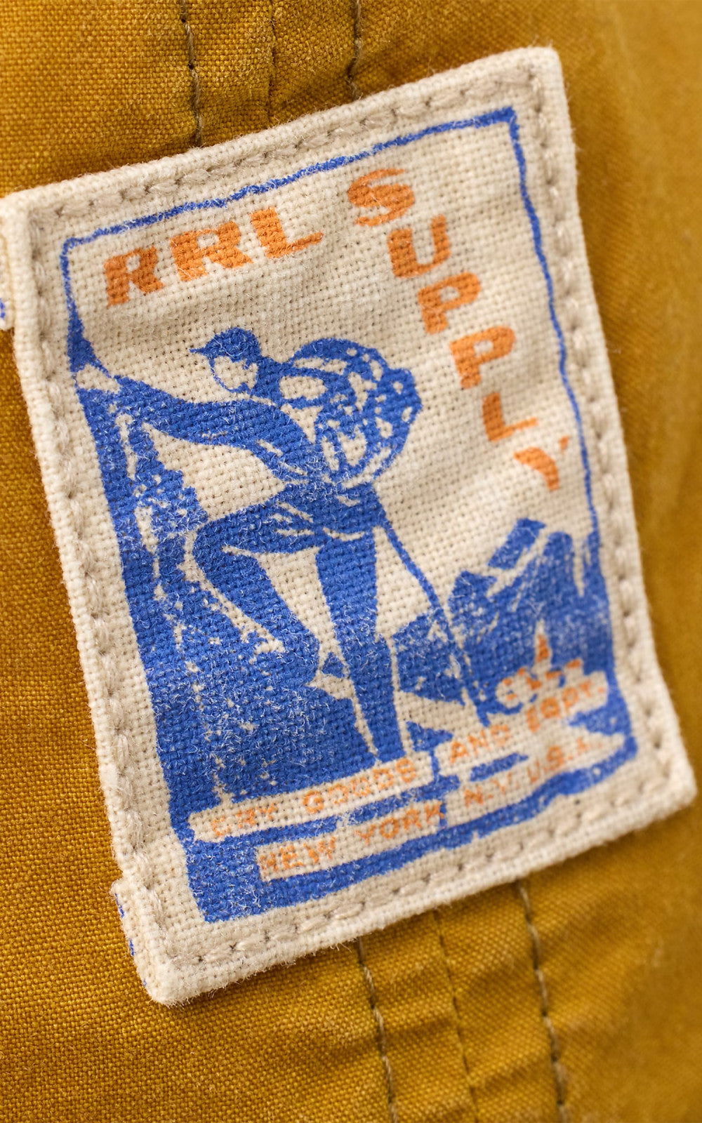 RRL Corduroy-Bill Oilcloth Ball Cap Mustard